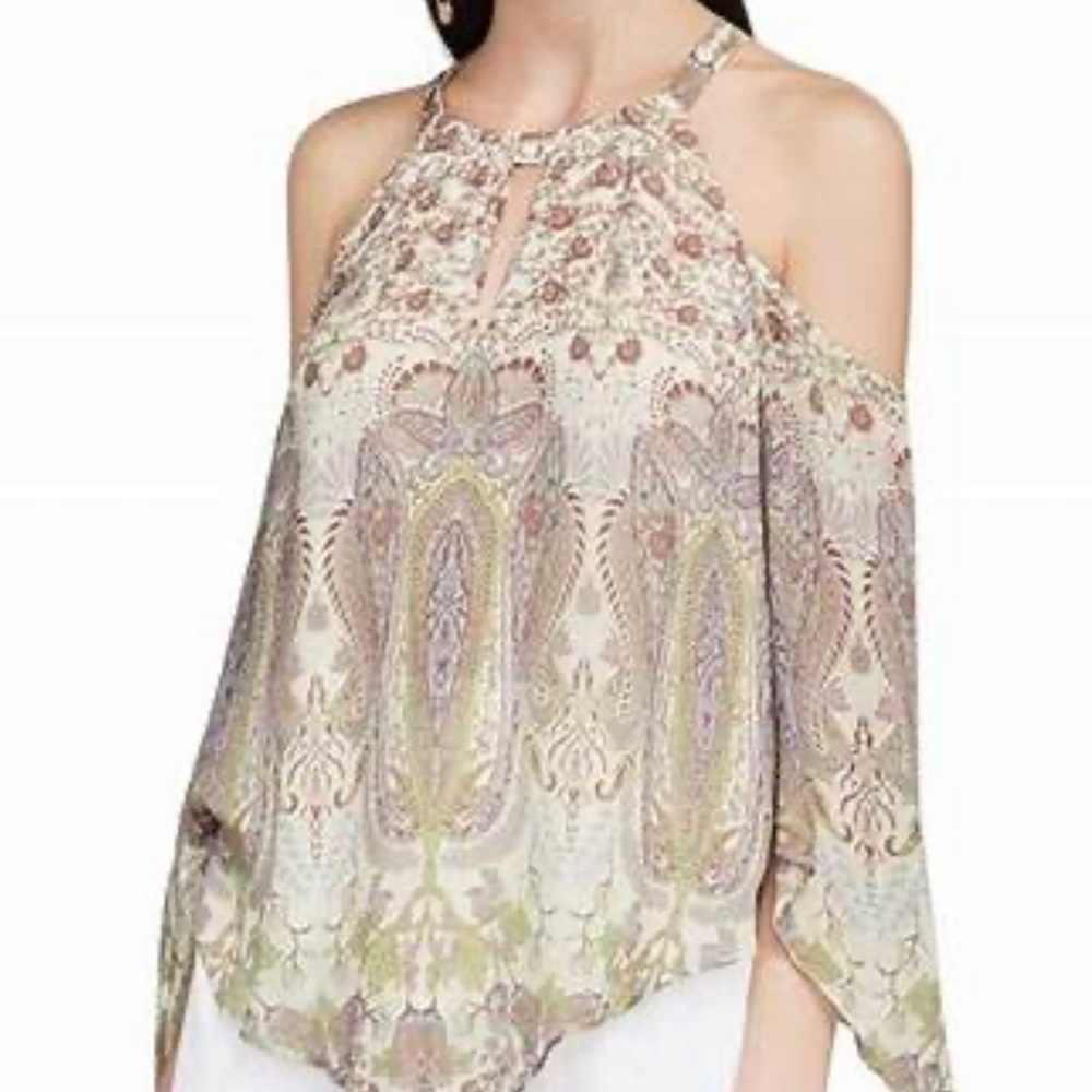 Blush &Blue BCBG Jax cold shoulder halter blouse